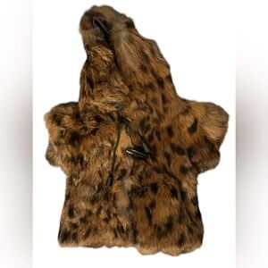 Dolls (or Dogs?) Brown w/ Black Dots Fur Coat 10” Shoulder To Hem Button Closure